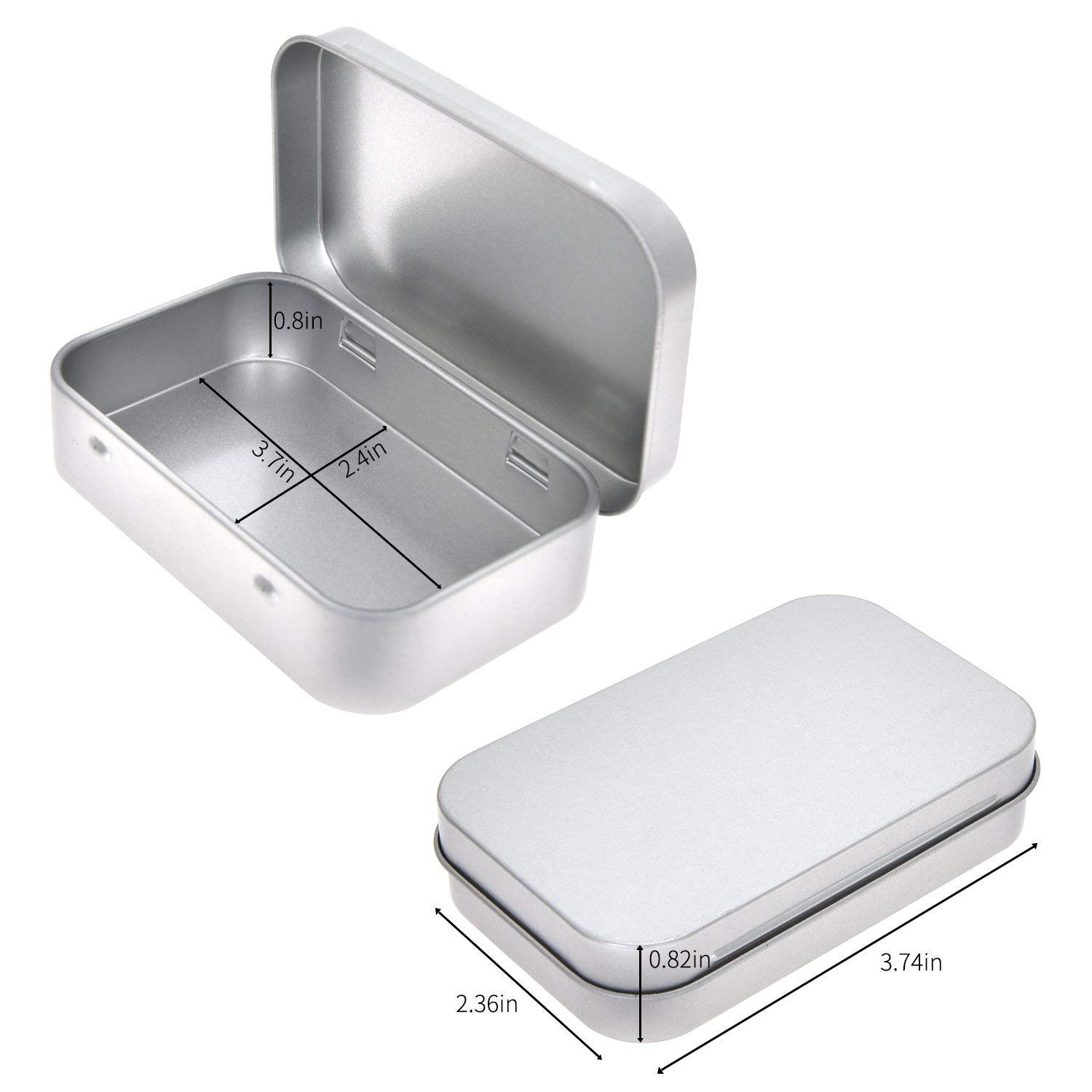 Aybloom Metal Rectangular Empty Hinged Tins - 40 Pack Silver Mini Portable Box Containers Small Storage Kit & Home Organizer for Storage Drawing Pin Candies Jewelry Crafts