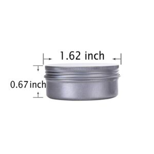 Hulless 0.5 Ounce Aluminum Tin Jar Refillable Containers 15 ml Aluminum Screw Lid Round Tin Container Bottle for Cosmetic,Lip Balm, Cream, 12 Pack.