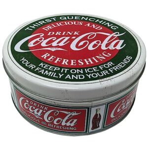 distress printed - coca cola round treat collectible tin