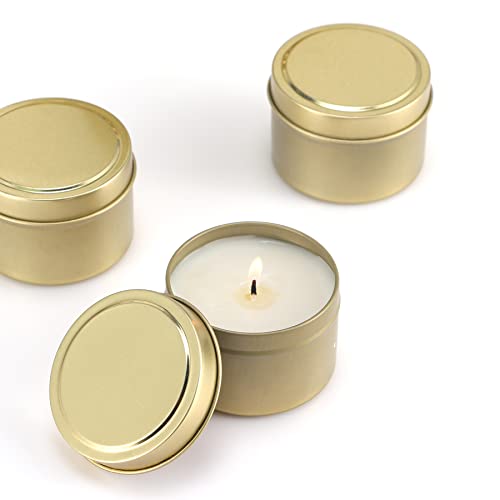 SONVIIBOX 24 Pieces gold Candle Tins 4oz,Candle tin Bulk,candle jars for making candles,Bulk Candle Containers for Candle Making,Storage Jars,DIY Candle Making(Gold)