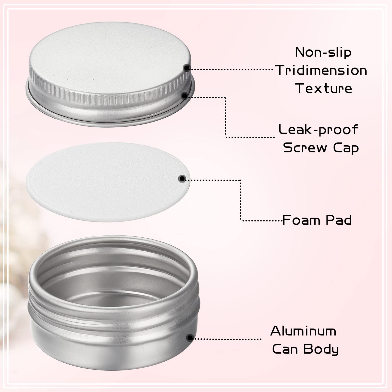 Zubebe 200 Pack Metal Tins Aluminum Containers with Lids Screw Top Round Tin Cans for Cosmetic Lip Balm DIY Salves Candles Wax with 5 Markers 10 Sheets Label Stickers (0.5 oz, Silver)