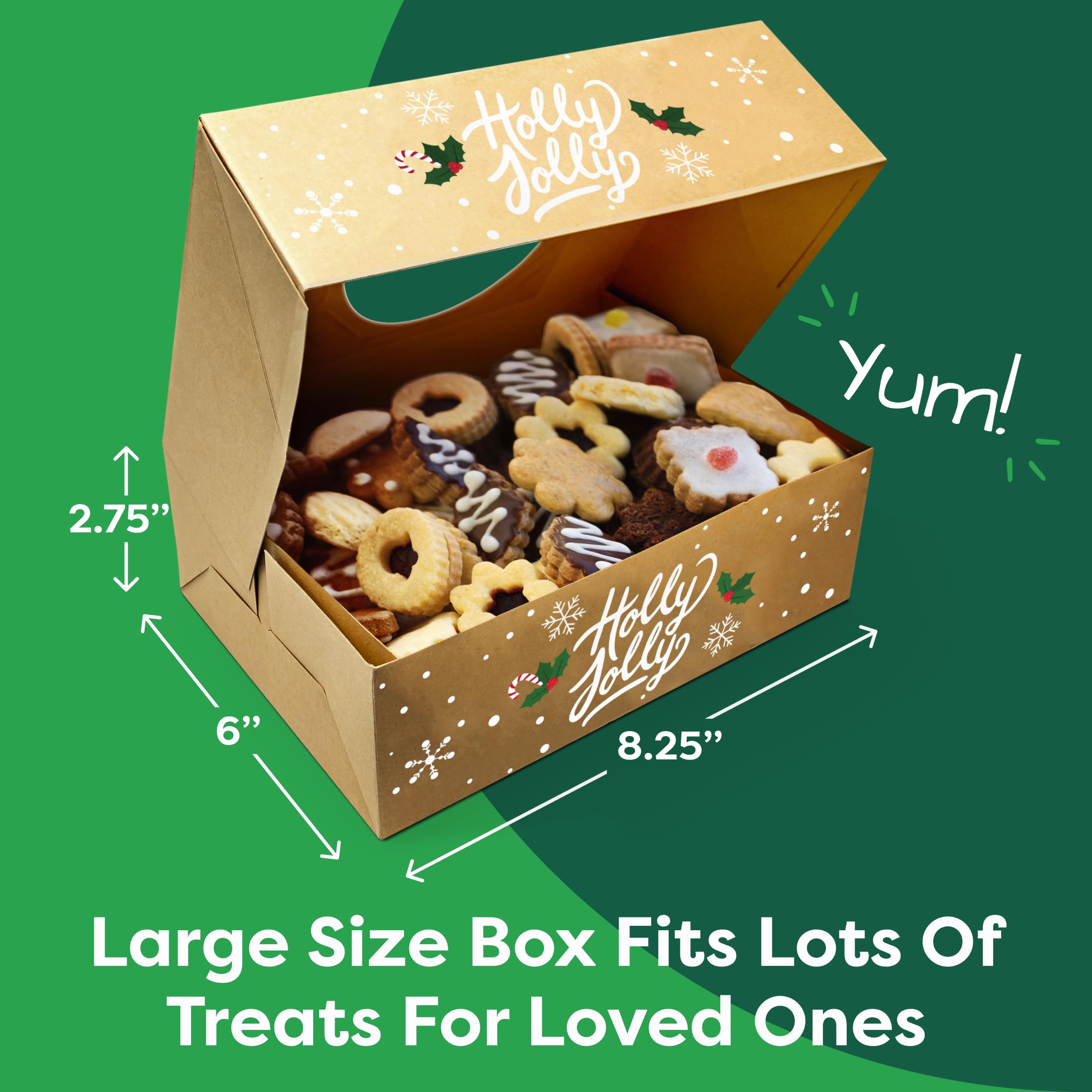 Joyousa Christmas Cookie Boxes - Bulk 12 Pack Kraft - Large Holiday Christmas Cookie Tins with Lids, Bakery Christmas Treat Boxes, Candy and Cookie Boxes for Gift Giving - Food Packaging Containers