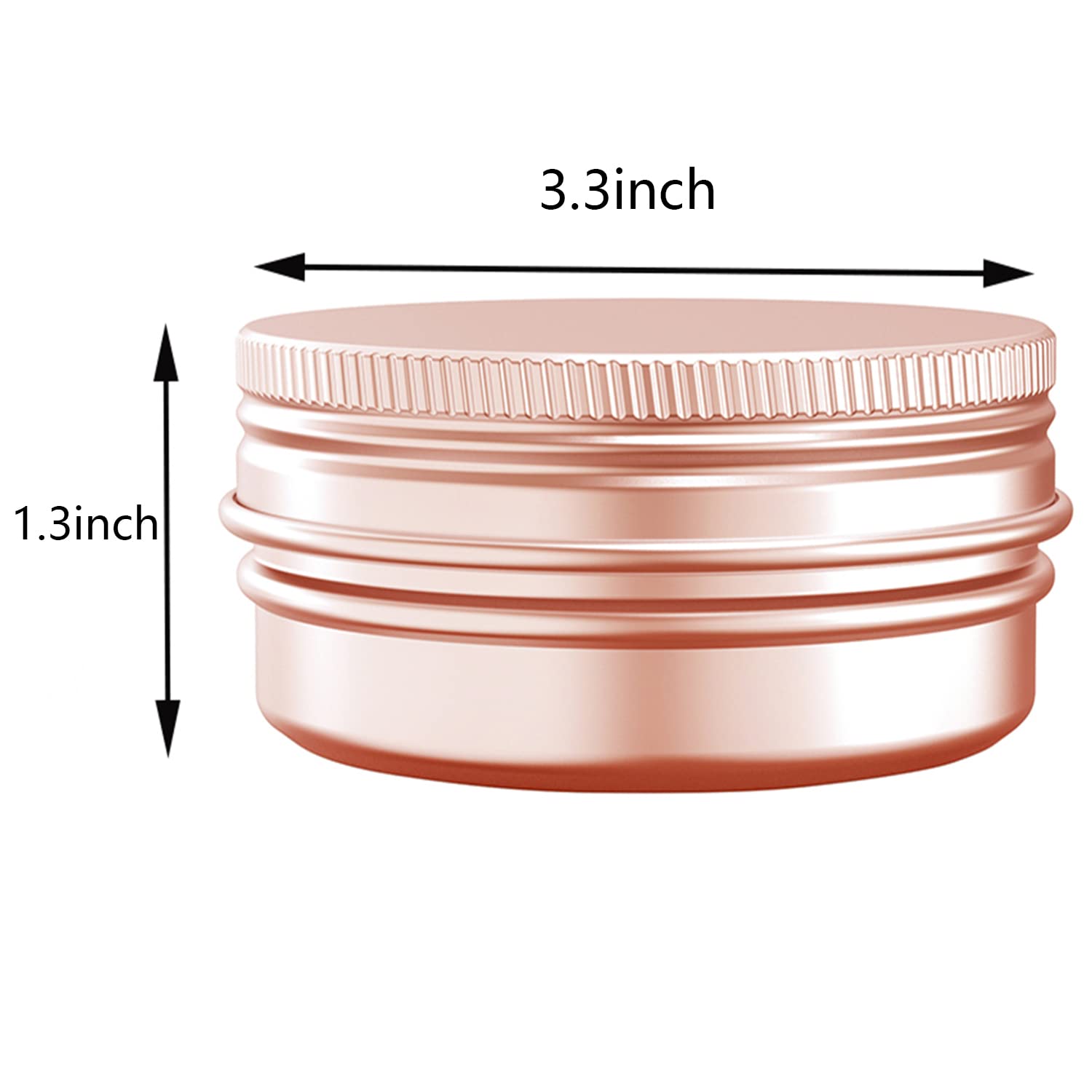 4 oz Aluminum Tin Jar with Screw Cap Refillable Container for Cosmetic, Lip Balm, Cream, Rose Gold 20 Pcs.