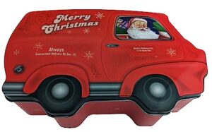 santa christmas van cookie tin with lid