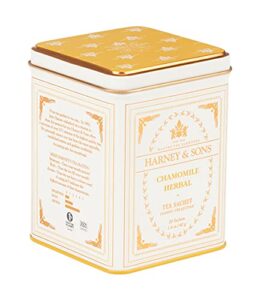 harney & sons chamomile herbal tea, classic tin, 20 sachets, white