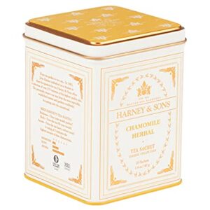 Harney & Sons Chamomile Herbal Tea, Classic Tin, 20 Sachets, white