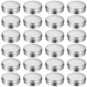 TecUnite 4 oz Aluminum Screw Top Round Steel Cans Aluminum Tin Cans with Screw Lid Screw Lid Containers, 24 Pack