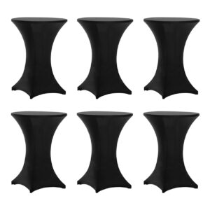 tina's 6 pack 30x42 inch highboy spandex cocktail table covers black, cocktail table tablecloth, fitted stretch cocktail tablecloth for round tables (6pc 30x42 black)