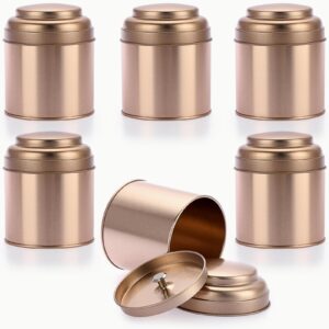 juxyes pack of 6 tea tins canister with airtight double lids, 8 fl oz loose leaf tea storage airtight kitchen canisters tins can box for storage loose tea coffee herbs and spices