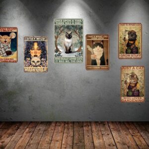 QKIODS Siamese Cat There Was A Girl Who Really Loved Cats It Was Me The End Retro Metal Tin Sign Vintage Aluminum Sign For Home Decor Room Metal Decor 8x12 Inch