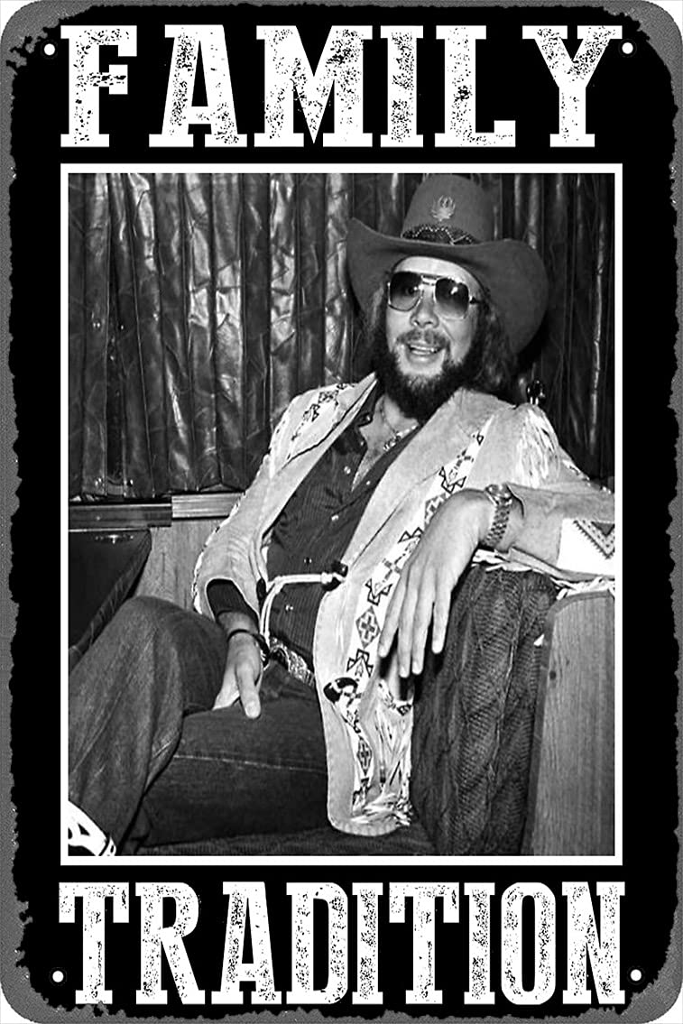 Hank Williams Jr Family Tradition Poster 12" X 8" Vintage Metal Tin Sign Home Decor Garage Man Cave Wall Art