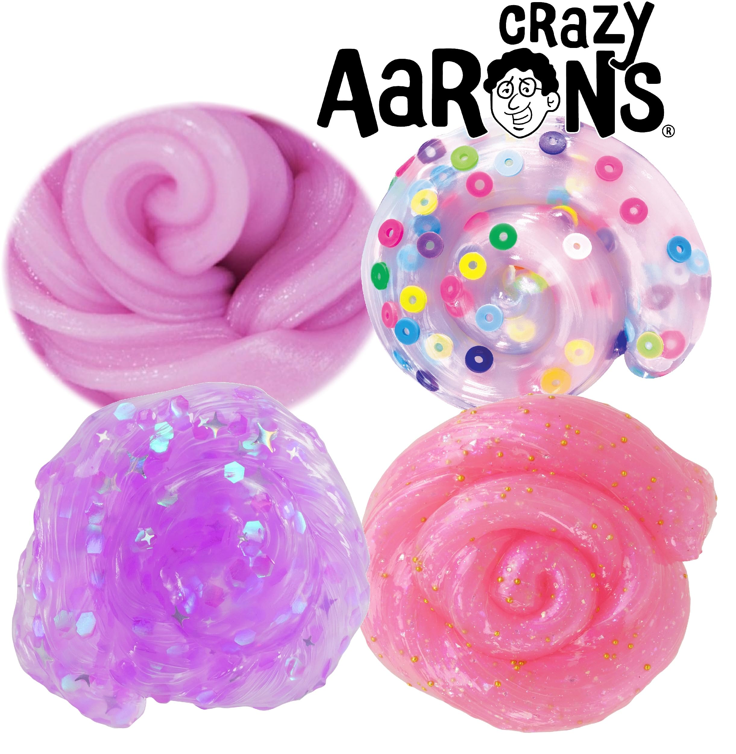 Crazy Aaron's Putty Mini Tins Daydream, Skate Away, Fairy Sprinkles & Love is in The Air Gift Set Bundle - 4 Pack (13.3g each)