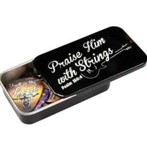 Christian Guitar Pick Tin with 6 Celluloid Guitar Picks