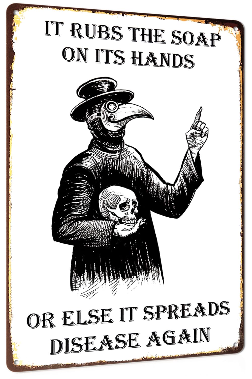 Gothic Bathroom Decor Wash Your Hand Plague Doctor Funny Restroom Wall Decor Tin Sign 8 X 12 Inch