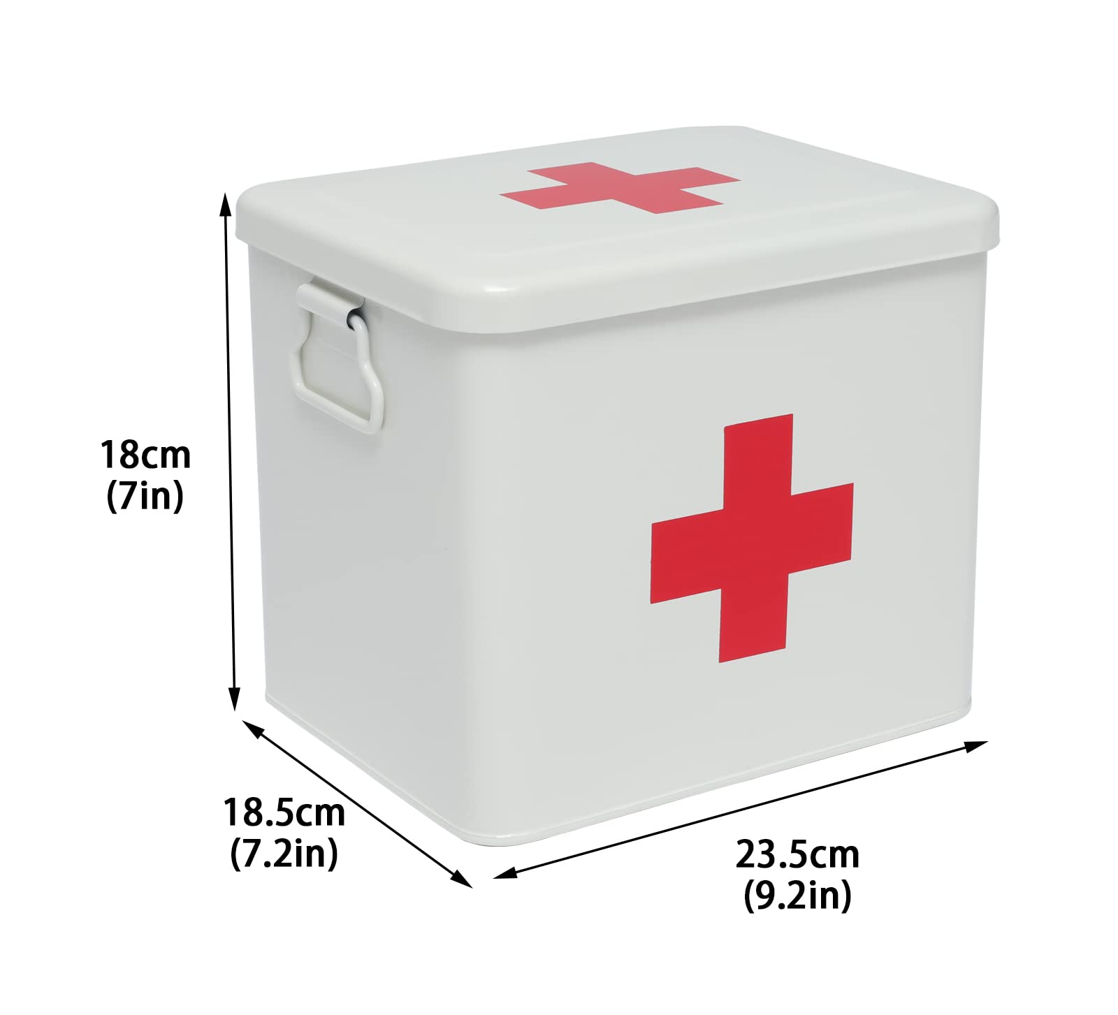 Xbopetda Metal Medicine Storage Tin,First Aid Kit Tin, First Aid Medicine Supplies Bin, First Aid Box with Removable Tray for Home Emergency Tool Set (White)