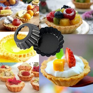 24Packs Egg Tart Molds Mini Tart Pans 3 Inch with Removable Botttom, Carbon Steel Fluted Muffin Cupcake Tin Mold Pan Round Nonstick 3'' Tart Pans for Pies, Quiches, Mousse Cakes, Dessert Baking