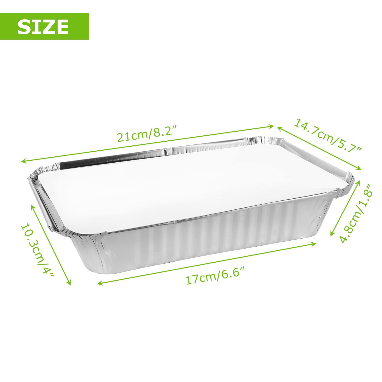 CYEAH 50 Packs Aluminum Foil Pans with Lids 8 x 6 Inch Disposable Foil Pans, 2.25lb Capacity Foil Food Containers with Lids,Disposable Cookware Tin Pans for Baking, Cooking, Heating and Takeout