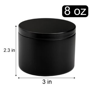 Coloch 24 Pack 8 Oz Black Candle Tin with Lid, Metal Cylinder Candle Making Container Travel Small Storage Tin Can for DIY Candles, Crafts, Holiday Gifts, 3x2.3 Inches