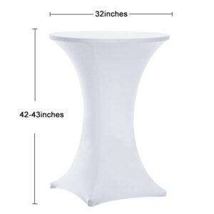 Tina 32x43 Inch Highboy Spandex Cocktail Table Covers White, Cocktail Table Spandex Covers, Fitted Stretch Cocktail Table Tablecloth for Round Tables