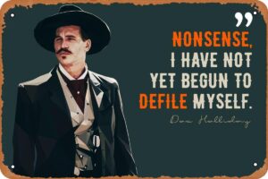 qiujupp doc holliday tombstone movie poster retro metal sign vintage tin sign for bar office home wall decor gift 12 x 8 inch