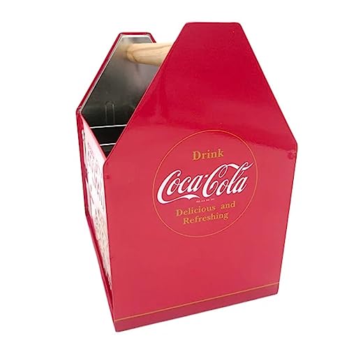 The Tin Box Company Coca Cola Tin Utensil Caddy with Handle, red