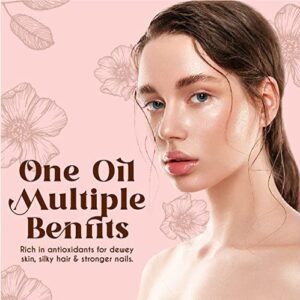 Multi-Use Oil for Face, Body and Hair - Organic Blend of Apricot, Vitamin E and Sweet Almond Oil Moisturizer for Dry Skin, Scalp and Nails - Rose Petals, and Bergamot Essential Oil - 4 Fl Oz