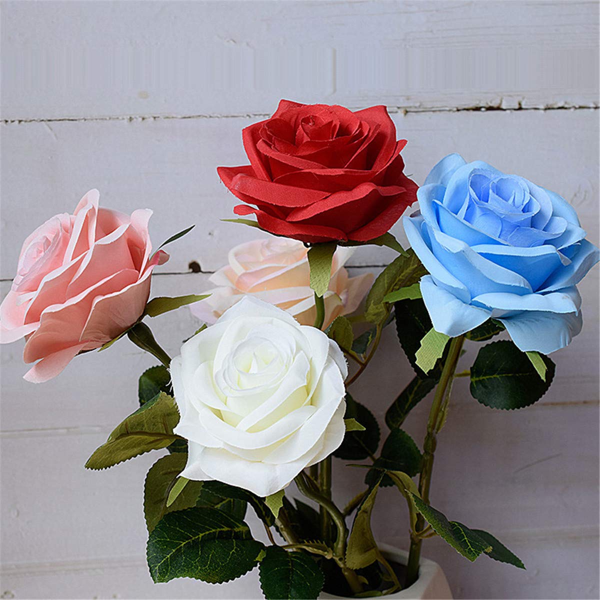 ENJYOP 15.8" Fake Rose High Simulation Bionic Technology Artificial Silk Flowers (1 Pcs, Classical Red)