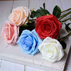 ENJYOP 15.8" Fake Rose High Simulation Bionic Technology Artificial Silk Flowers (1 Pcs, Classical Red)