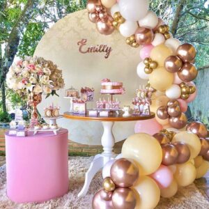 RUBFAC Rose Gold Valentine's Day Balloons Different Sizes 105pcs 5/10/12/18 Inch Metallic Rose Gold Balloon Garland Kit for Birthday Bachelorette Party Wedding Bridal Party Decoration