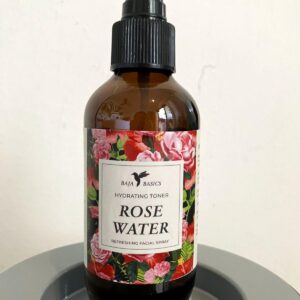 Rose Water Spray Facial Toner by Baja Basics for Skin, Hair and Aromatherapy Large 4oz