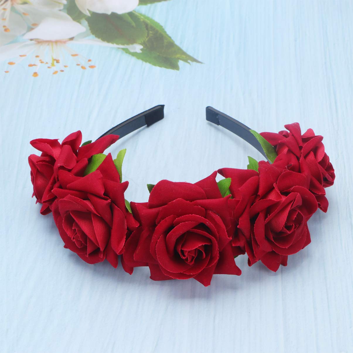 Headband Wedding Party Hairband Day of Dead Flower Crown (Claret)