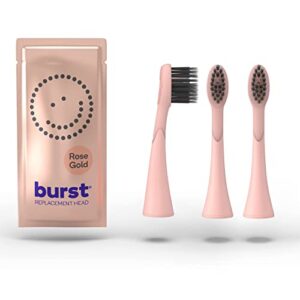 burst toothbrush heads - genuine burst electric toothbrush replacement heads for burst sonic toothbrush – ultra soft bristles for deep clean, stain & plaque removal - 3-pack, rose gold