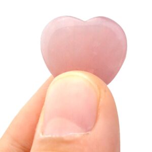 Marrywindix 15 Packs 0.8 Inches Healing Crystal Natural Rose Stone Heart Love Carved Palm Worry Stone Chakra Reiki Balancing