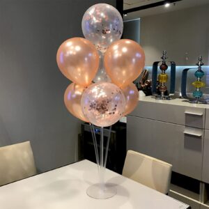 ZJDHPTY Rose Gold Balloon Stand Centerpiece Table Decorations for Birthday Anniversary Engagement Wedding Bridal Shower Graduation Mother's Day Party Decorations(Rose gold set4)