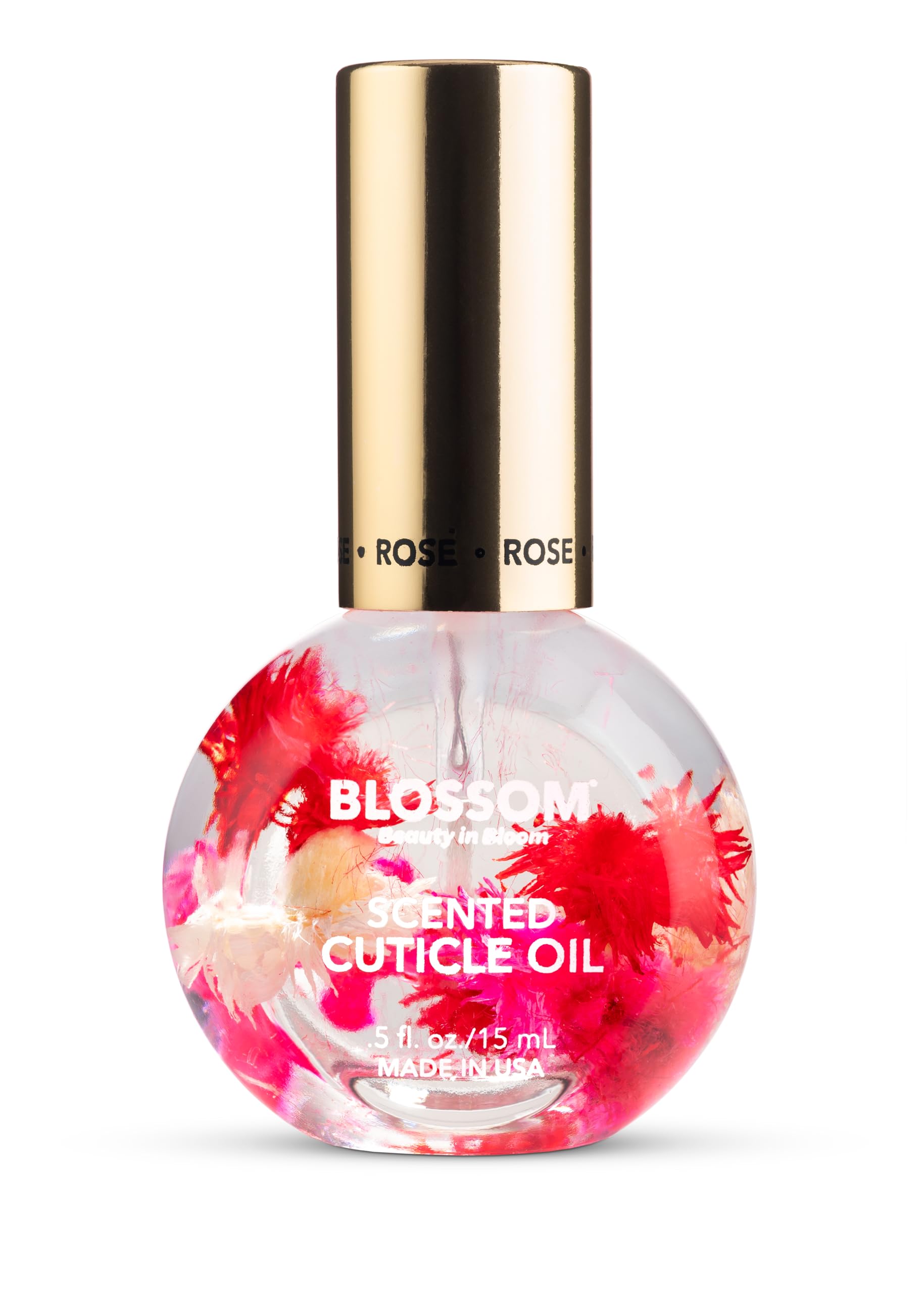 Blossom Hydrating, Moisturizing, Strengthening, Scented Cuticle Oil, Infused with Real Flowers, Made in USA, 0.5 fl. oz, Rose