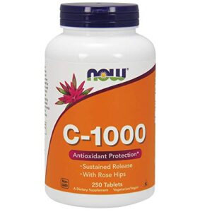 now supplements, vitamin c-1,000 with rose hips, sustained release, antioxidant protection*, 250 tablets