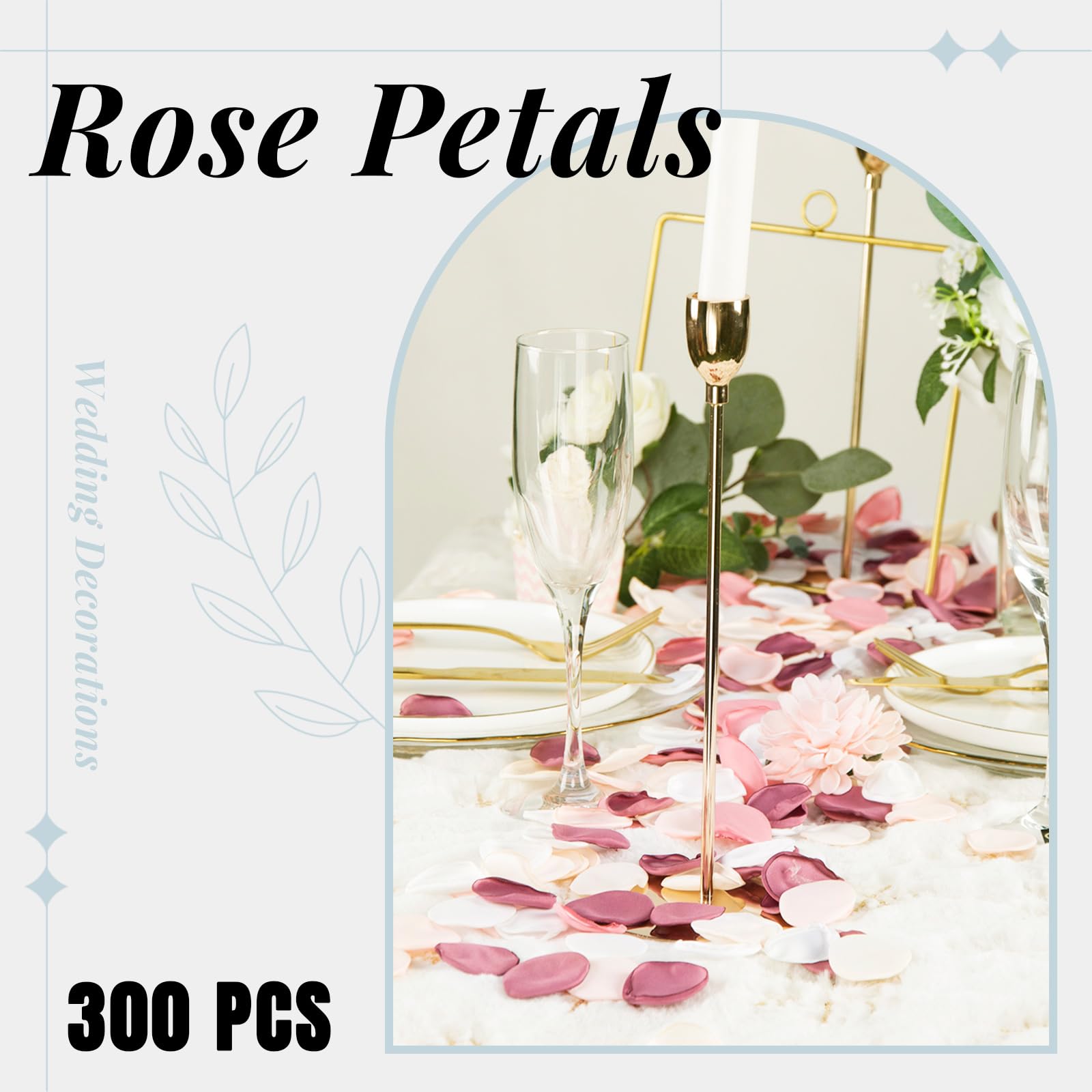 Der Rose 300pcs Artificial Flowers Silk Rose Petals Flower Girl Scatter Petals for Aisle Centerpieces Table Confetti Party Favors Home Wedding Decorations