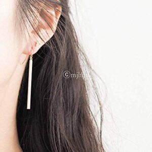 Minimalist Rose Gold Plated Long Vertical Bar Drop Earrings - Hypoallergenic, Versatile Geometric Design Fashion Jewelry for Women by MJLULU