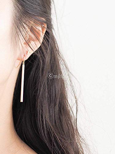 Minimalist Rose Gold Plated Long Vertical Bar Drop Earrings - Hypoallergenic, Versatile Geometric Design Fashion Jewelry for Women by MJLULU