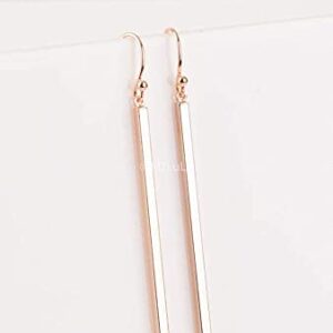 Minimalist Rose Gold Plated Long Vertical Bar Drop Earrings - Hypoallergenic, Versatile Geometric Design Fashion Jewelry for Women by MJLULU