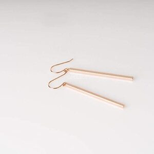 Minimalist Rose Gold Plated Long Vertical Bar Drop Earrings - Hypoallergenic, Versatile Geometric Design Fashion Jewelry for Women by MJLULU