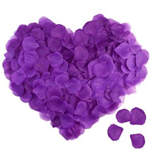 obmwang 2000 PCS Artificial Silk Rose Petals for Wedding Party Favors Decoration and Vase Home Decor Wedding Bridal Decoration. Purple