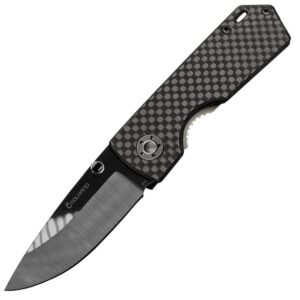 Cool Hand 5.2'' Carbon Fiber Folding Knife, 2'' Polished Black Mirror Ceramic Blade, EDC Foldable Pocket Knife, Liner Lock, 1.5 OZ Light Wight, Ambi Thumb Stud