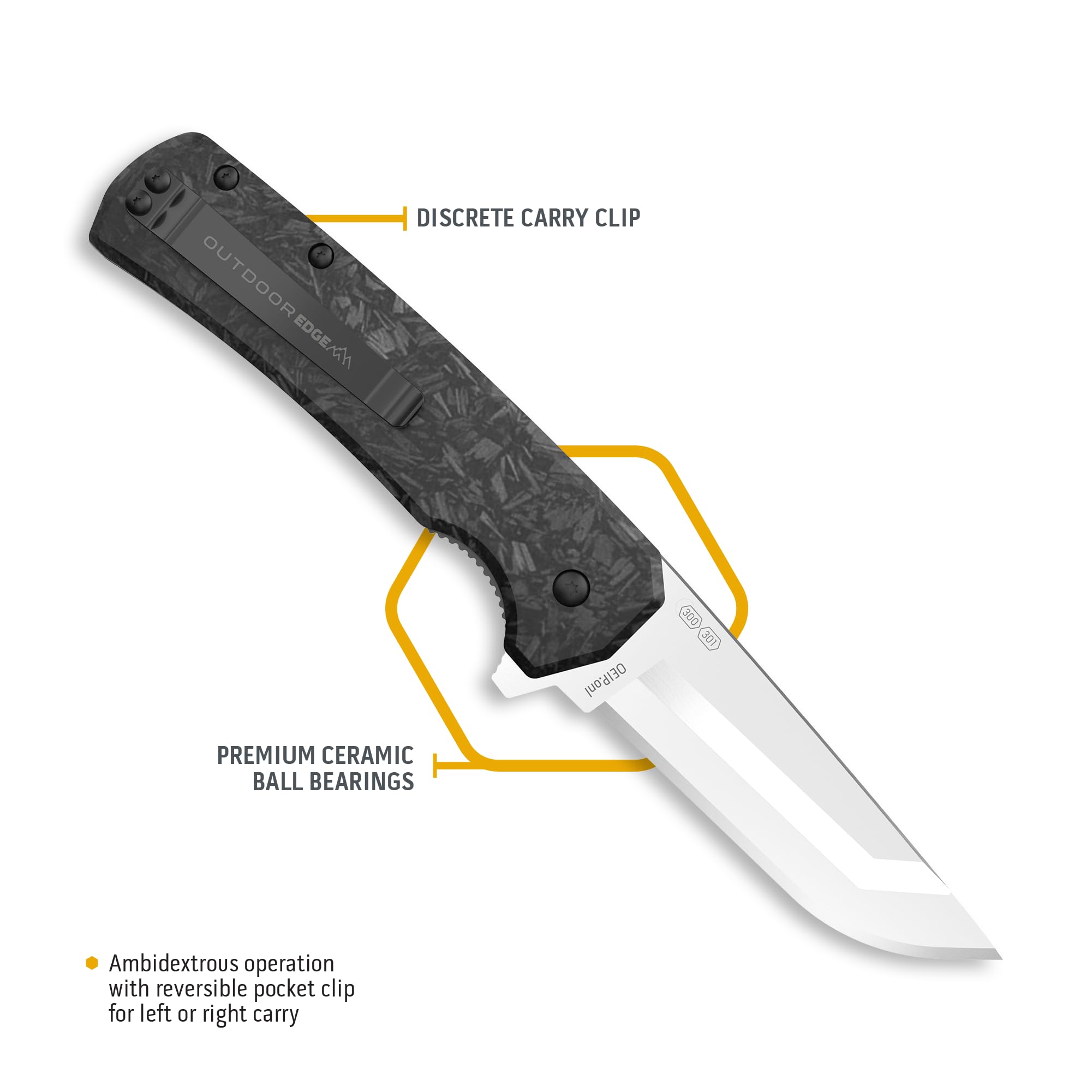 OUTDOOR EDGE RAZOR VX5 | Replaceable Blade EDC Flipper Folding Pocket Knife | 3" Blade, Ceramic Ball Bearings, Carbon Fiber Handle, Reversible Pocket Clip | Outdoor, Camping, Survival, Utility