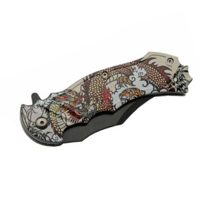 SZCO Supplies 8” Meiji Dragon Assisted Open EDC Folding Knife With Pocket Clip