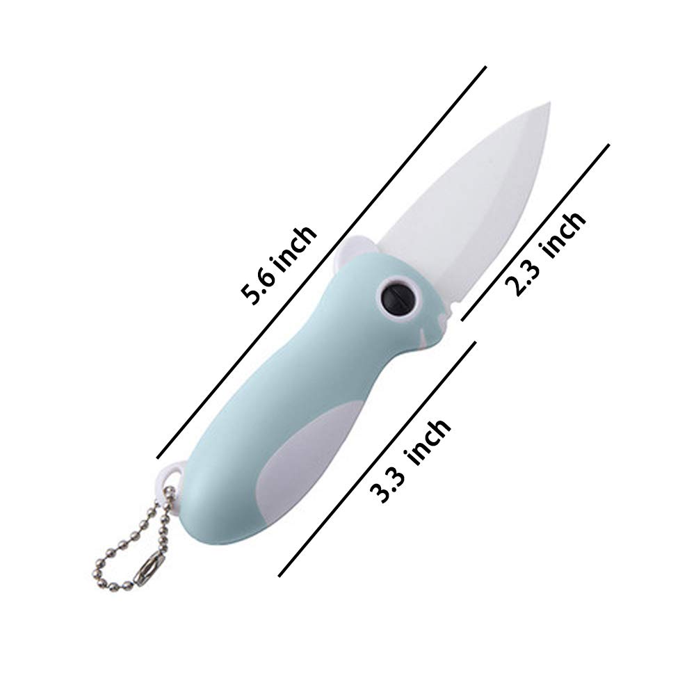 Hidoer Ceramic Paring Knife, Pocket Knife Folding Knife, Super Sharp Blade only 2.3 inch, Fruit Peeling Vegetable Cutting, Easy-to-Carry (Blue)