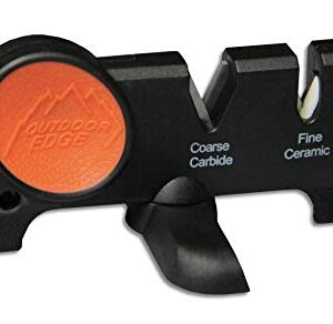 Outdoor Edge Edge-X, Pocket Sized 2-Stage Carbide/Ceramic Abrasive Knife Sharpener with Folding X-Base that Improves Stability for all Outdoor and Kitchen Knives