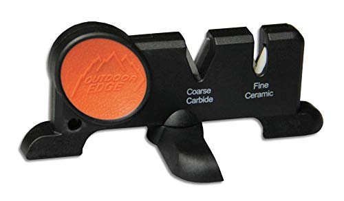 Outdoor Edge Edge-X, Pocket Sized 2-Stage Carbide/Ceramic Abrasive Knife Sharpener with Folding X-Base that Improves Stability for all Outdoor and Kitchen Knives