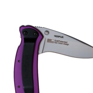 Kershaw Purple Scallion Pocket Knife, 2.25” Stainless Steel Blade with Assisted Opening, Aluminum Handle with Single-Position Pocketclip, Small Folding Knife