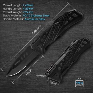 WINWILD Multitool Pocket Knife with Pliers Screwdrivers Bottle Opener Safety Lock,Camping knife for Survival Camping Fishing Hiking, stocking stuffers Gift for Men Women (Black)